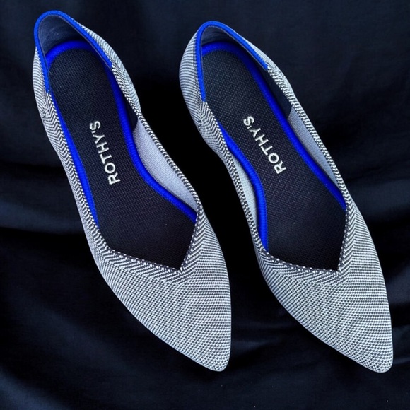Rothy’s The Point Flats Sz 6.5 Cloud Gray Birdseye Shoes Classic Casual Comfort - Picture 1 of 6